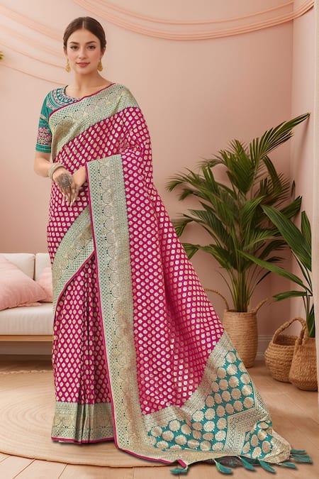 Samyukta Singhania Floral Butti Woven Saree & Embroidered Blouse 