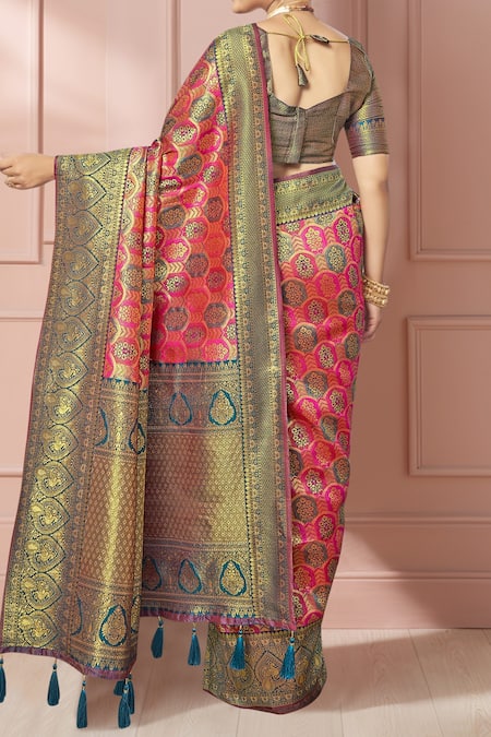 Naintara Bajaj Floral Mughal Woven Saree & Blouse Set