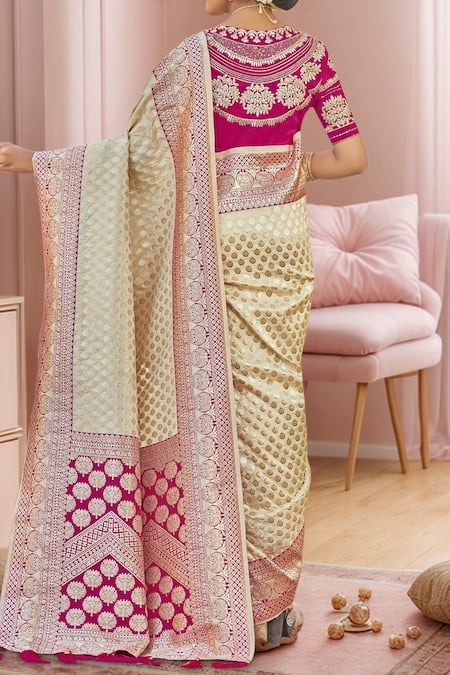 Naintara Bajaj Floral Woven Saree With Embroidered Blouse 