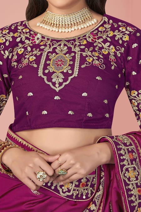 Shop_Naintara Bajaj_Pink Georgette, Silk Sequins, Zari, Embroidery Open Floral Bloom Woven Saree Set _Online_at_Aza_Fashions