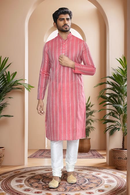 Arihant Rai Sinha Stripe Brocade Woven Kurta Set 