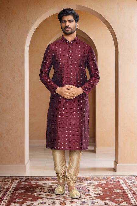 Arihant Rai Sinha Floral Checkered Woven Kurta Set 