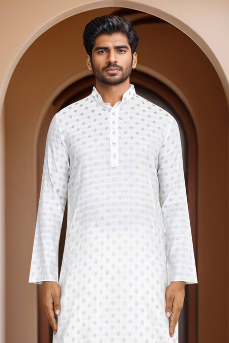 Arihant Rai Sinha_Off White Kurta Brocade, Patiala Art Silk Woven And Set_Online_at_Aza_Fashions