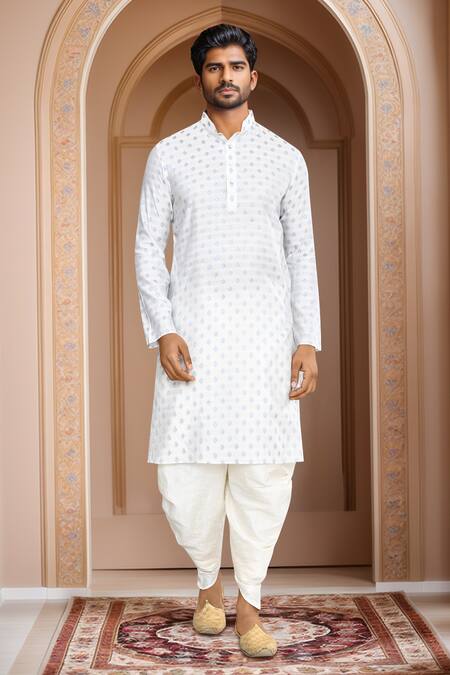 Buy_Arihant Rai Sinha_Off White Kurta Brocade, Patiala Art Silk Woven And Set_Online_at_Aza_Fashions