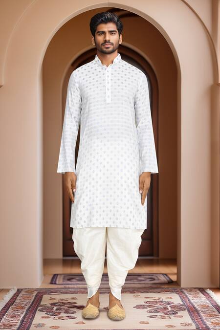 Arihant Rai Sinha_Off White Kurta Brocade, Patiala Art Silk Woven And Set_at_Aza_Fashions
