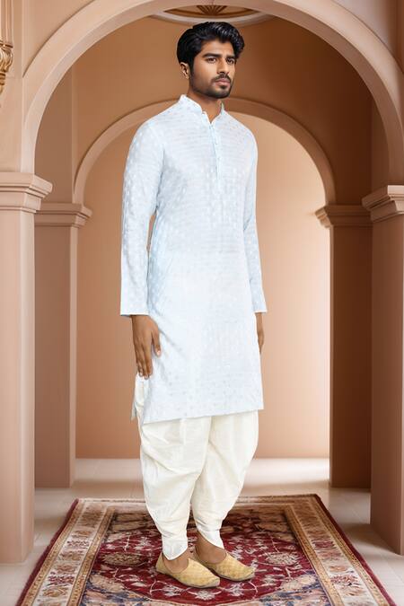 Arihant Rai Sinha_Blue Brocade, Silk Woven Kurta And Patiala Set_at_Aza_Fashions