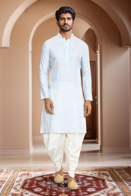 Buy_Arihant Rai Sinha_Blue Brocade, Silk Woven Kurta And Patiala Set