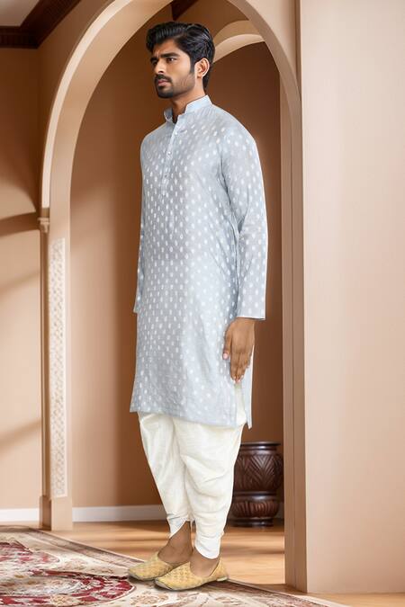 Buy_Arihant Rai Sinha_Gray Brocade, Silk Woven Kurta And Patiala Set_Online_at_Aza_Fashions