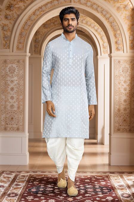 Shop_Arihant Rai Sinha_Gray Brocade, Silk Woven Kurta And Patiala Set_Online_at_Aza_Fashions