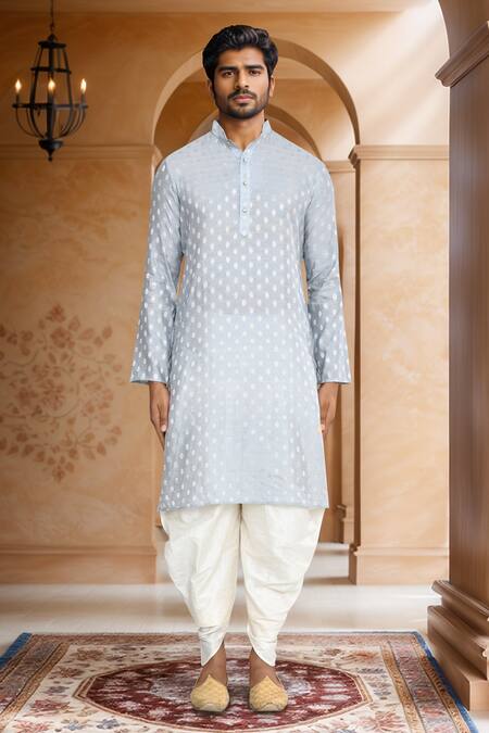Arihant Rai Sinha_Gray Brocade, Silk Woven Kurta And Patiala Set_at_Aza_Fashions