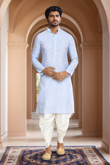Arihant Rai Sinha_Blue Brocade, Silk Woven Kurta And Patiala Set_at_Aza_Fashions