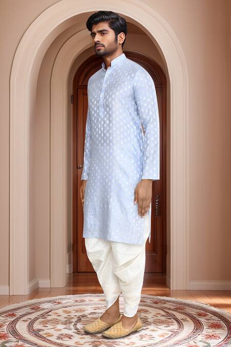 Buy_Arihant Rai Sinha_Blue Brocade, Silk Woven Kurta And Patiala Set