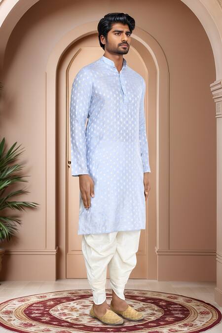 Shop_Arihant Rai Sinha_Blue Brocade, Silk Woven Kurta And Patiala Set
