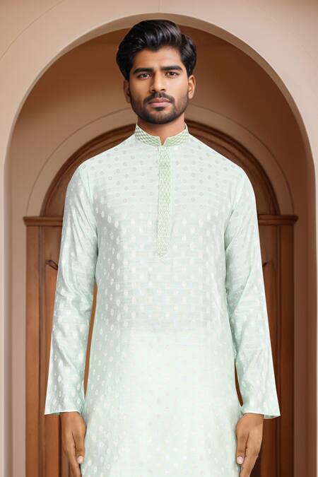 Buy_Arihant Rai Sinha_Green Kurta Brocade, Patiala Art Silk Woven Straight And Set_Online_at_Aza_Fashions