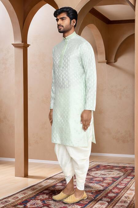 Shop_Arihant Rai Sinha_Green Kurta Brocade, Patiala Art Silk Woven Straight And Set_Online_at_Aza_Fashions