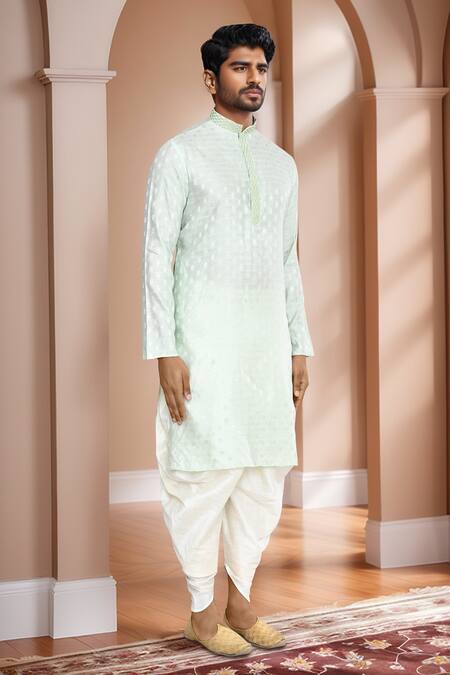 Shop_Arihant Rai Sinha_Green Kurta Brocade, Patiala Art Silk Woven Straight And Set