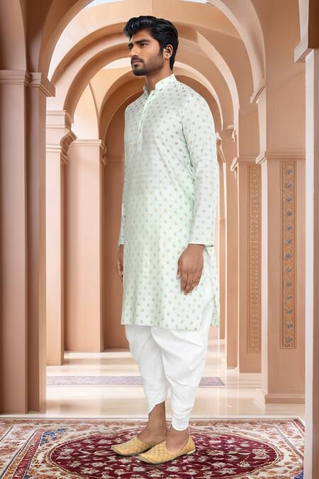 Arihant Rai Sinha_Green Brocade, Silk Woven Straight Kurta With Patiala_at_Aza_Fashions
