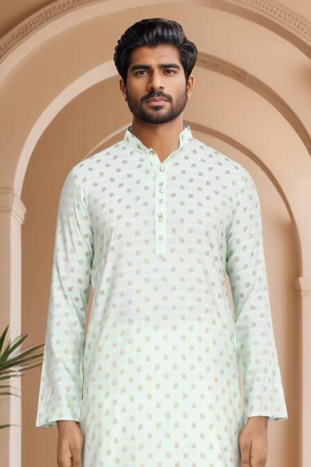 Shop_Arihant Rai Sinha_Green Brocade, Silk Woven Straight Kurta With Patiala