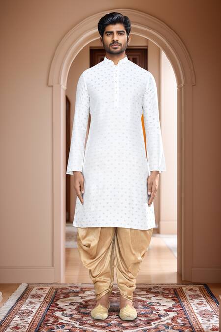 Arihant Rai Sinha_Off White Brocade Woven Butti Kurta And Patiala Set_at_Aza_Fashions