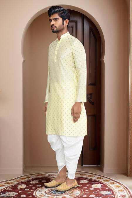 Shop_Arihant Rai Sinha_Yellow Brocade, Silk Woven Kurta And Patiala Set