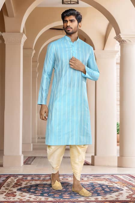 Arihant Rai Sinha_Blue Brocade, Silk Woven Kurta And Patiala Set_at_Aza_Fashions