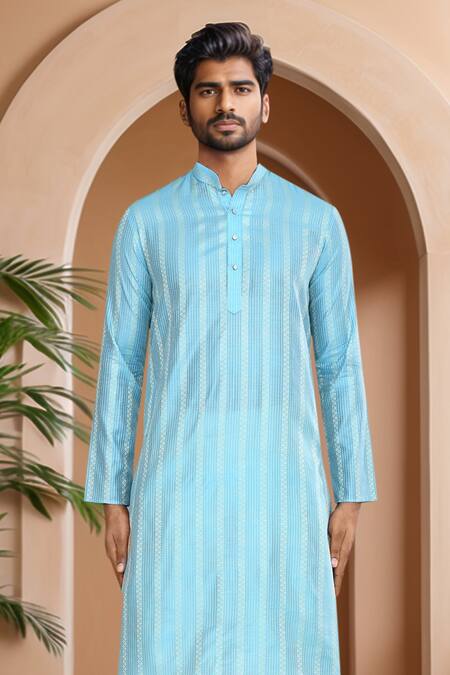 Buy_Arihant Rai Sinha_Blue Brocade, Silk Woven Kurta And Patiala Set