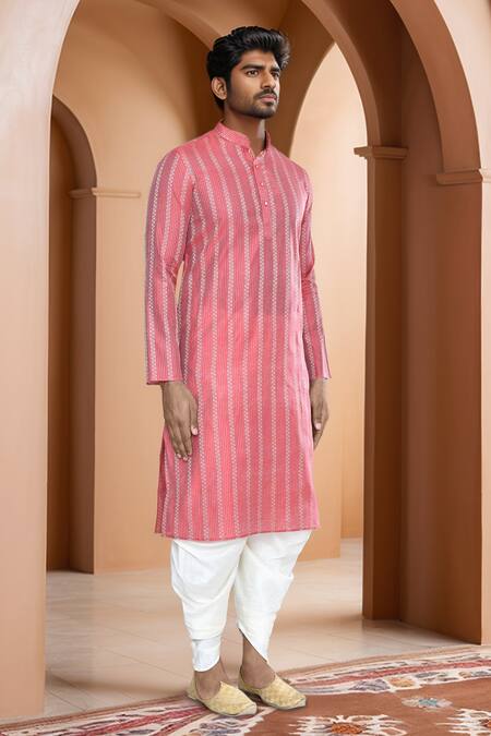 Arihant Rai Sinha Red Brocade, Silk Woven Band Collar Kurta And Patiala Set Online at Aza Fashions Arihant Rai Sinha_Red Brocade, Silk Woven Band Collar Kurta And Patiala Set_Online_at_Aza_Fashions