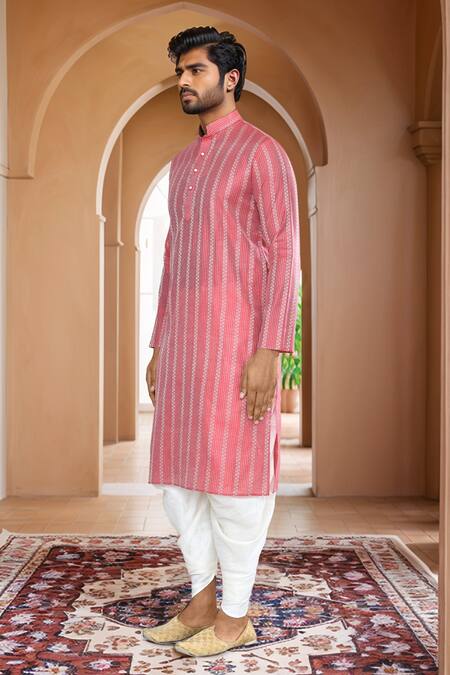 Shop Arihant Rai Sinha Red Brocade, Silk Woven Band Collar Kurta And Patiala Set Online at Aza Fashions Shop_Arihant Rai Sinha_Red Brocade, Silk Woven Band Collar Kurta And Patiala Set_Online_at_Aza_Fashions