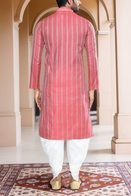 Shop Arihant Rai Sinha Red Brocade, Silk Woven Band Collar Kurta And Patiala Set at Aza Fashions Shop_Arihant Rai Sinha_Red Brocade, Silk Woven Band Collar Kurta And Patiala Set_at_Aza_Fashions