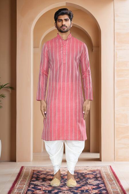 Buy Arihant Rai Sinha Red Brocade, Silk Woven Band Collar Kurta And Patiala Set Buy_Arihant Rai Sinha_Red Brocade, Silk Woven Band Collar Kurta And Patiala Set