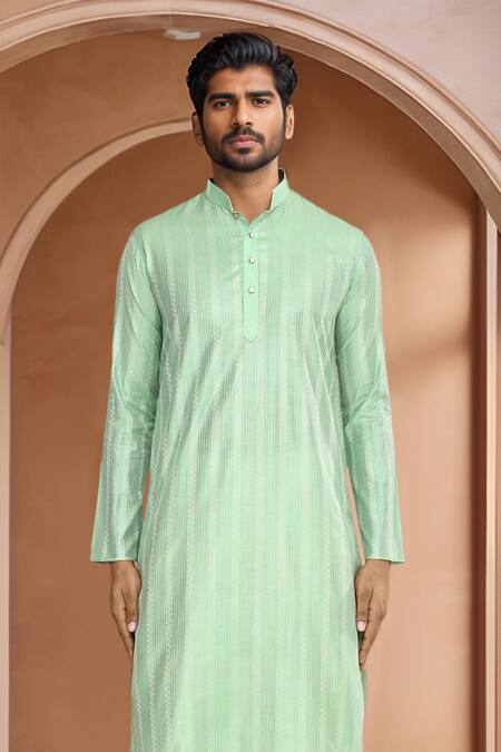 Shop Arihant Rai Sinha Green Brocade, Silk Woven Kurta And Patiala Set Shop_Arihant Rai Sinha_Green Brocade, Silk Woven Kurta And Patiala Set