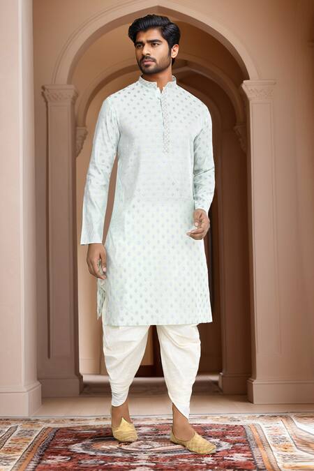 Arihant Rai Sinha_Green Brocade, Silk Embroidery Woven Geometric Kurta With Patiala Pant_Online_at_Aza_Fashions