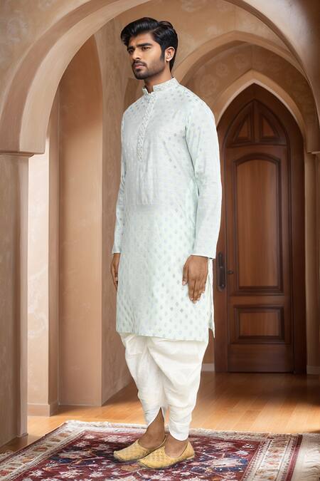 Arihant Rai Sinha_Green Brocade, Silk Embroidery Woven Geometric Kurta With Patiala Pant_at_Aza_Fashions