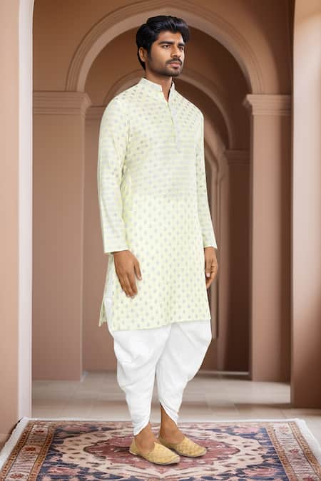 Arihant Rai Sinha_Green Kurta Brocade, Patiala Pant Art Silk Ethnic Woven Motif With_Online_at_Aza_Fashions