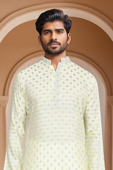 Buy_Arihant Rai Sinha_Green Kurta Brocade, Patiala Pant Art Silk Ethnic Woven Motif With_Online_at_Aza_Fashions