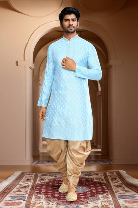 Buy Arihant Rai Sinha Blue Brocade, Silk Embroidery Woven Leaf Petal Kurta Set Online at Aza Fashions Buy_Arihant Rai Sinha_Blue Brocade, Silk Embroidery Woven Leaf Petal Kurta Set_Online_at_Aza_Fashions