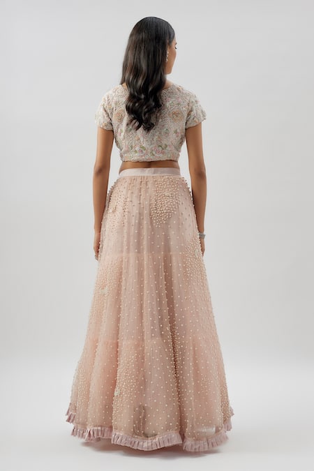 Divya Kanakia Floral Pearl Embellished Lehenga Set 