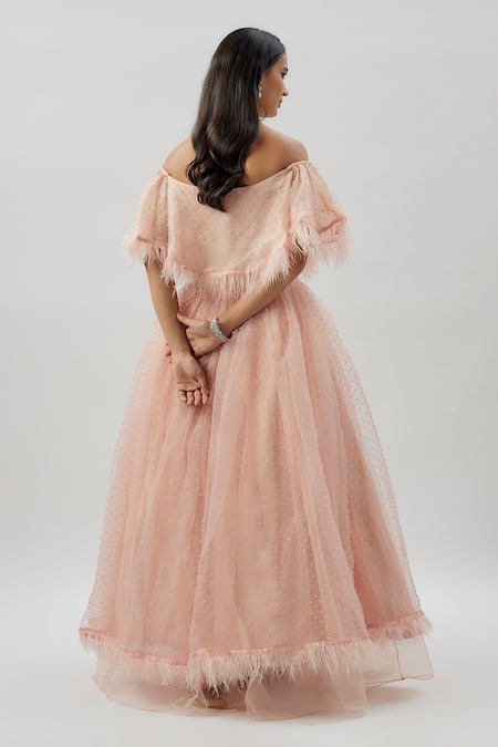 Divya Kanakia Pink Feather Embellished Lehenga Set 