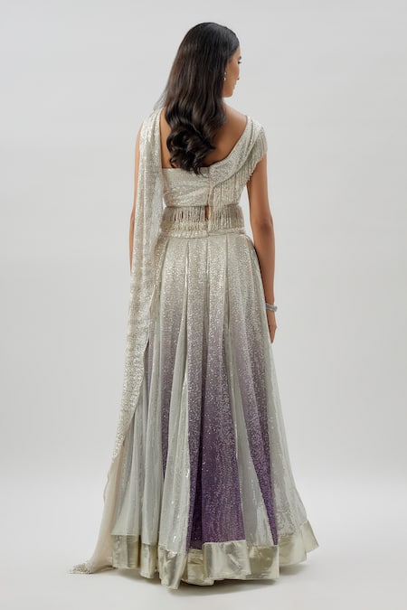 Divya Kanakia Ombre Sequin Embellished Lehenga Set 