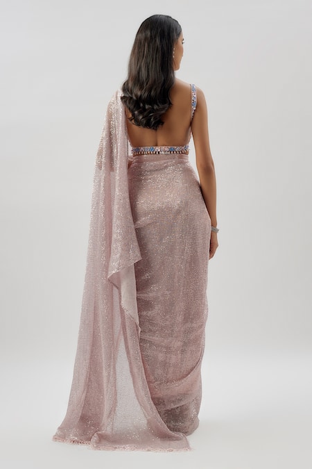 Divya Kanakia Sequin Embellished Pre-Stitched Saree Set 