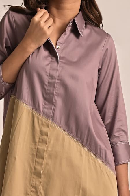 Escape By Aishwarya A-Line Colorblock Shirt Dress 