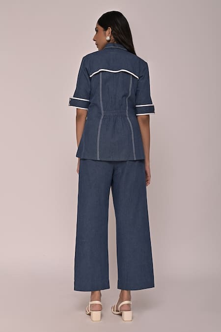Escape By Aishwarya Denim Pop Shirt With Pant 