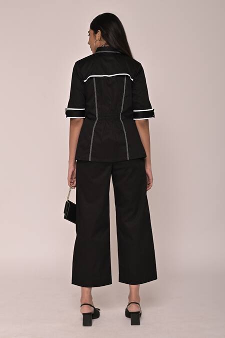 Escape By Aishwarya Black Embroidered Collared Shirt 