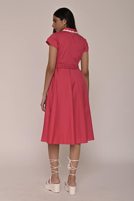 Escape By Aishwarya Pink Scallop Patchwork Flared Dress 