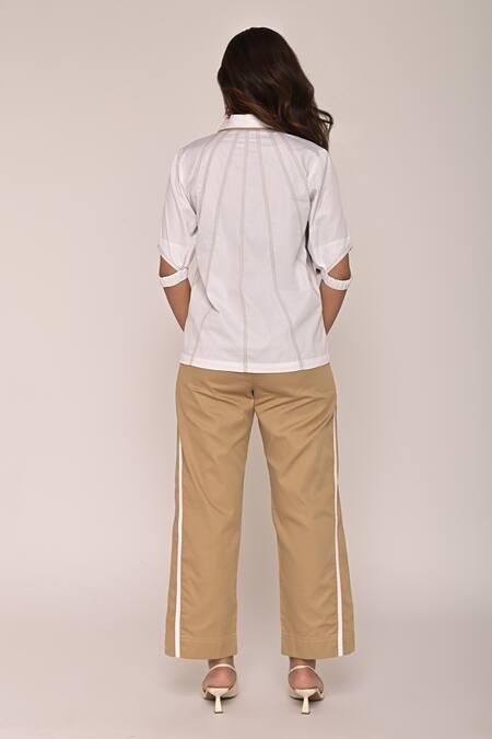 Escape By Aishwarya Contrast Kantha Thread Work Shirt & Pant Set 