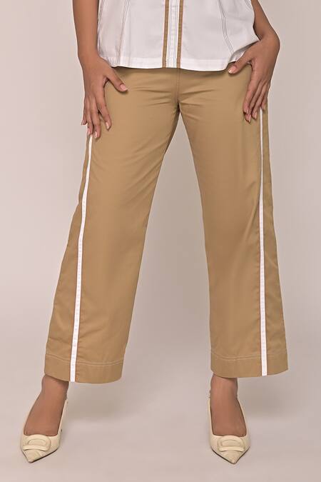 Escape By Aishwarya_White Cotton Satin Embroidery Contrast Kantha Thread Work Shirt And Pant Set _Online_at_Aza_Fashions