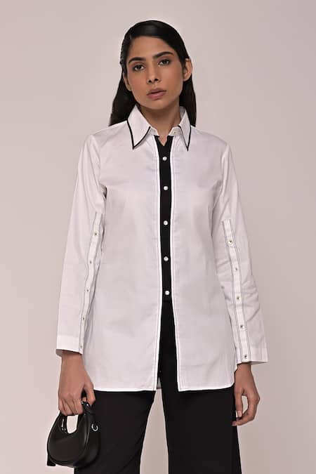 Escape By Aishwarya Wabi Sabi Contrast Placket Shirt & Pant Set 