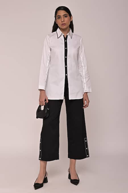 Escape By Aishwarya White Contrast Placket Shirt 