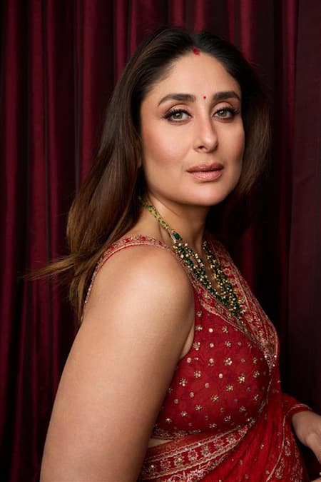 Shop_RI.Ritu Kumar_Red Saree And Blouse Fabric & Viscose Villa With Unstitched _Online_at_Aza_Fashions