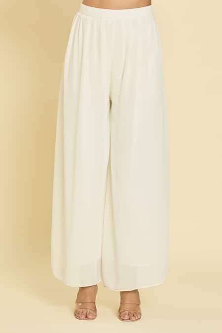 Samyukta Singhania_White Georgette Sequins, Embroidery V-neck Thread Anarkali Set _Online_at_Aza_Fashions
